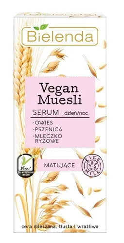 Bielenda Vegan Muesli, Matujące serum do twarzy `Owies, pszenica, mleczko ryżowe`