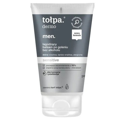 Tołpa Dermo Men, Sensitive, Łagodzący balsam po goleniu bez alkoholu (nowa wersja)