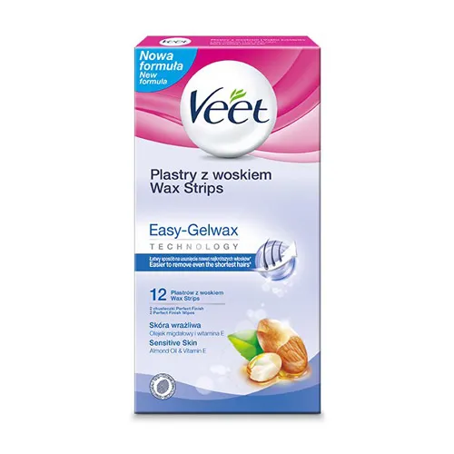 Veet Easy - Gelwax Technology, Plastry z woskiem do depilacji skóry wrażliwej