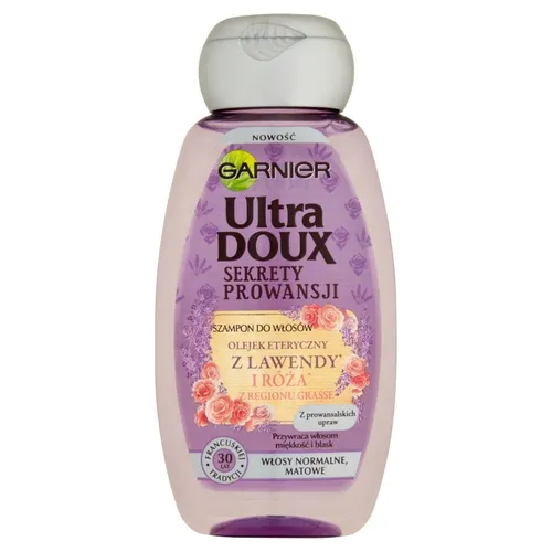Garnier Ultra Doux, Sekrety Prowansji, Szampon do włosów matowych `Olejek eteryczny z lawendy i róża z regionu Grasse`