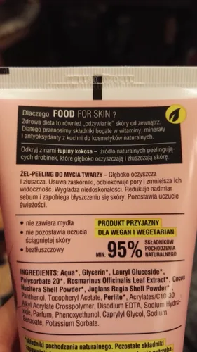 Cien Food For Skin, Żel-peeling do mycia twarzy `Wygładzanie z kokosem` - 2