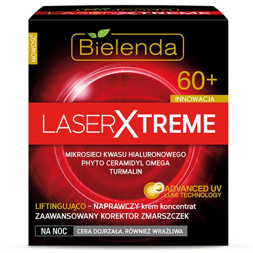 Bielenda Laser Xtreme, Liftingująco-naprawczy krem koncentrat - zaawansowany korektor zmarszczek 60+ na noc - 1