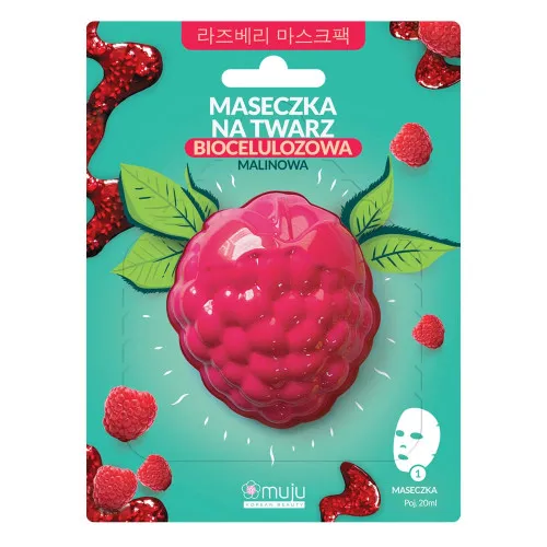 Muju Biocelulozowa maseczka do twarzy malinowa