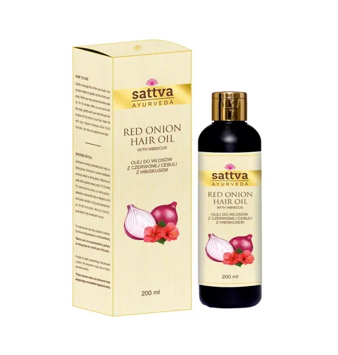 Sattva Ayurveda Red Onion Hair Oil With Hibiskus (Olej do włosów z czerwonej cebuli z hibiskusem)
