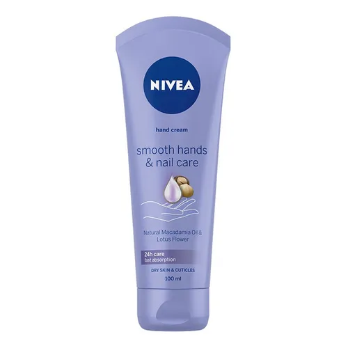 Nivea Hand Cream Smooth  Hands & Nail Care Natural Macadamia Oil & Lotus Flower (Wygładzający krem do rąk z naturalnym olejem makadamia i kwiatem lotosu)