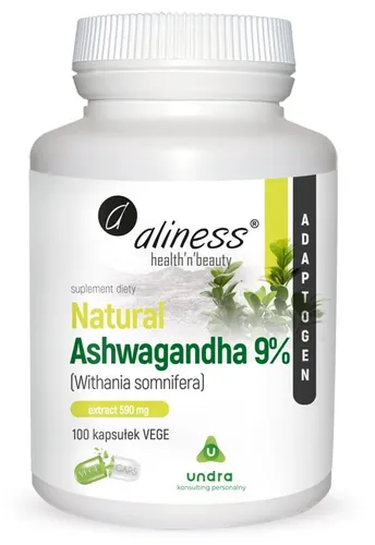 Aliness Natural Aswagandha 9%, Wegański suplement diety