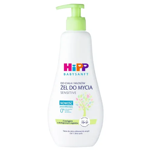 HiPP Babysanft Sensitive , Żel z organicznym olejkiem migdałowym i Panthenolem (nowa wersja)