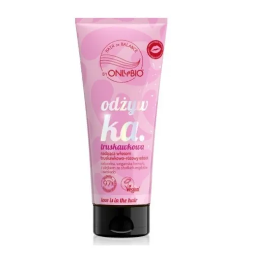 OnlyBio Hair in Balance, Odżywka truskawkowa nadająca włosom truskawkowo-różowy odcień - 2