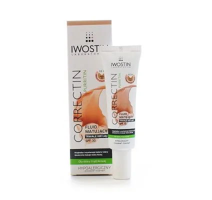 Iwostin Correctin Purritin, Fluid matujący trwale kryjący dla skóry trądzikowej SPF 30 - 2