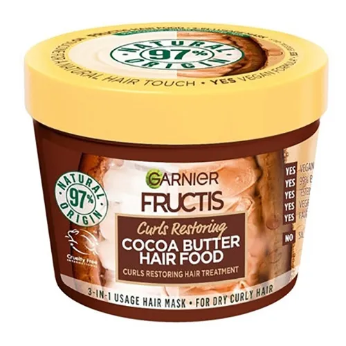 Garnier Fructis, Hair Food, Cocoa Butter Hair Mask (Wygłądzająca maska do włosów kręconych, puszących się i niesfornych (stara wersja))