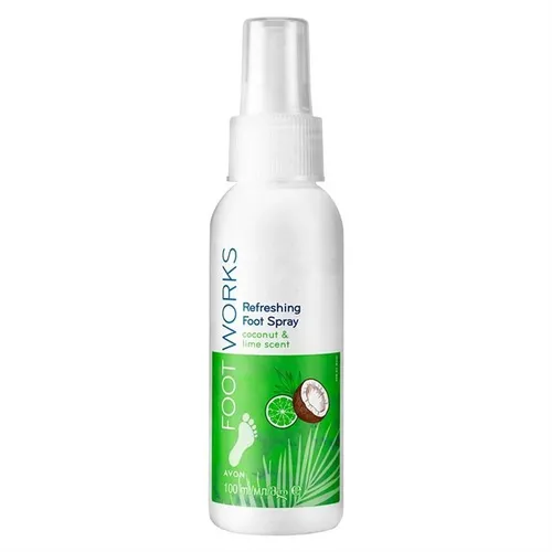 Avon Foot Works, Coconut & Lime,  Refreshing Foot Spray (Kokos i limonka, Odświeżający spray do stóp)