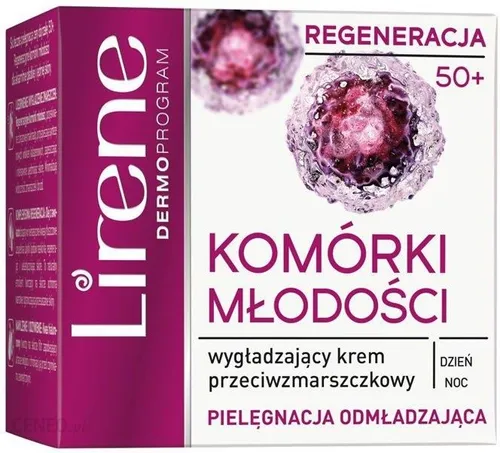 Lirene Dermoprogram Komórki Młodości 50+, Wygładzający krem przeciwzmarszczkowy na dzień i noc