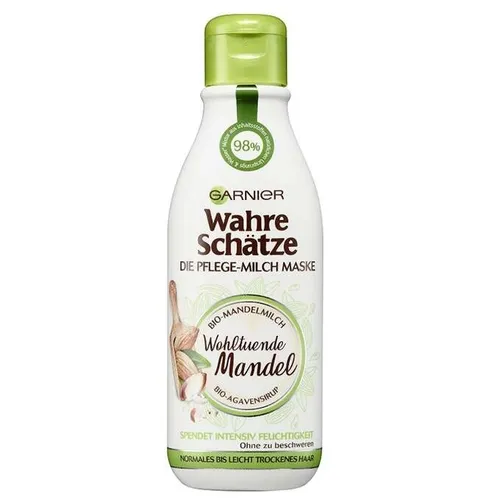 Garnier Wahre Schätze, Wohltuende Mandel Pflegende Milch-Maske (Mleczna maska pielęgnacja włosów z mlekiem migdałowym i syropem z agawy)