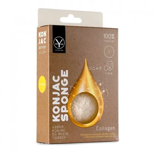 Yasumi Collagen Konjac Sponge S (Mała gąbka konjac do mycia twarzy z kolagenem)