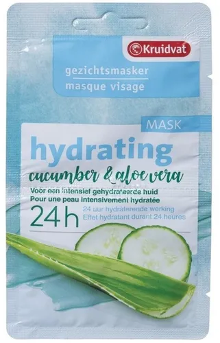 Kruidvat Gezichtsmasker, Hydrating Cucumber & Aloe Vera Mask (Maseczka nawilżająca do twarzy z aloesem i ogórkiem)