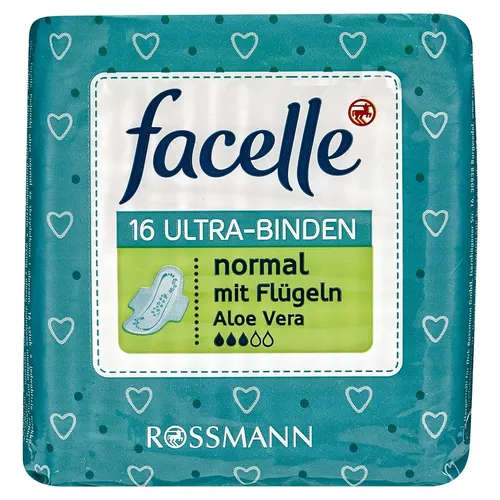 Facelle Ultra-Binden Normal mit Flugeln Aloe Vera (Podpaski z aloesem)
