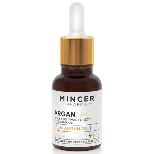 Mincer Pharma Argan Life, Olejek arganowy do pielęgnacji twarzy i szyi No. 806