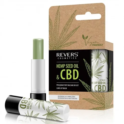 Revers Cosmetics Hemp Seed Oil & CBD, Pielęgnacyjny balsam do ust z naturalnym olejem konopnym z CBD