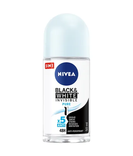 Nivea Black & White Invisible Pure, Antiperspirant Roll-on 5 in 1 (Antyperspirant w kulce 5 w 1)