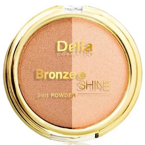 Delia Bronze Shine, 2 in 1 Powder (Puder 2 w 1 brązująco-rozświetlący)