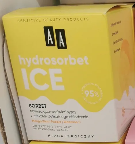 AA Hydrosorbet Ice,  Sorbet nawilżająco-rozświetlający z efektem delikatnego chłodzenia