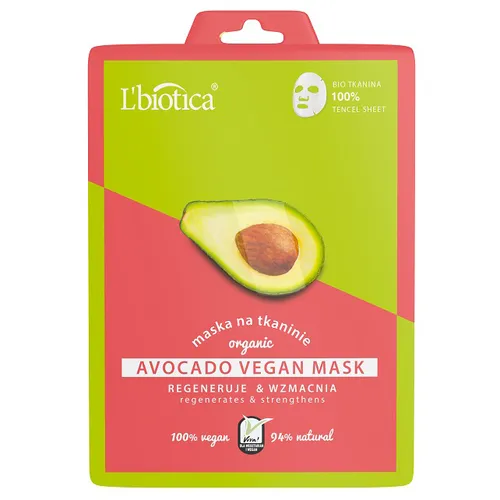 L'biotica Avocado Vegan Mask Regenerates & Strengthens (Maska na tkaninie `Regeneracja i wzmocnienie`)