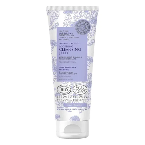 Natura Siberica Organic Certified Soothing Cleansing Jelly (Organiczna certyfikowana łagodząca galaretka do oczyszczania twarzy do skóry wrażliwej z hydrolatem z różeńca górskiego)