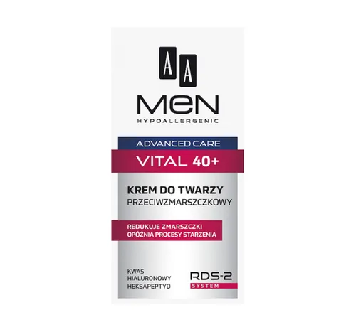 AA Men, Advanced Care Vital 40+, Krem do twarzy przeciwzmarszczkowy