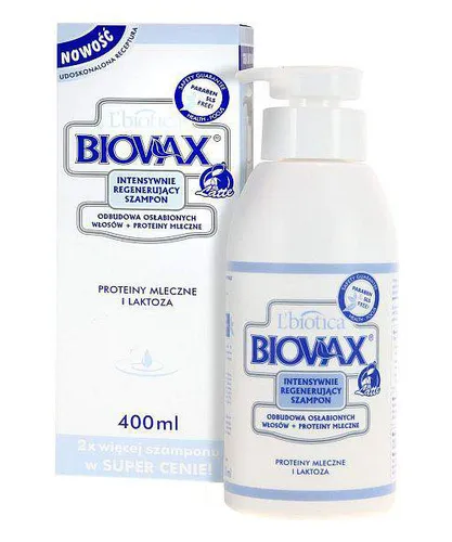 L'biotica Biovax Latte, Intensywnie regenerujący szampon odbudowa osłabionych włosów + proteiny mleczne - 2