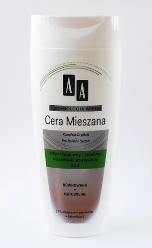 AA Technologia Wieku, Cera Mieszana, Płyn micelarny + peeling do demakijażu twarzy 2 w 1