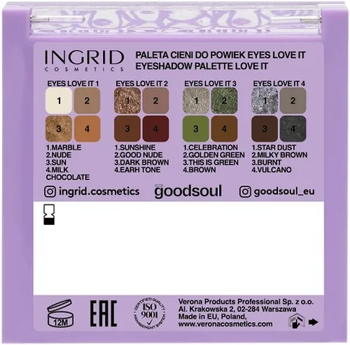 Ingrid Cosmetics Nude Ideal Eyes, Eyes Love It Eyeshadow Palette (Paleta cieni do powiek) - 2