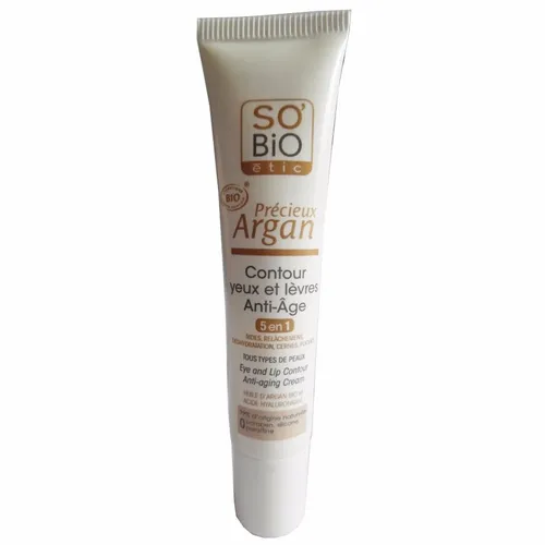 SO'BiO Etic Precieux Argan, Contour Yeux et Levres Anti-Age (Krem pod oczy 5 w 1)