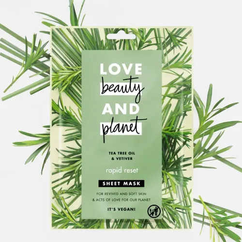 Love Beauty and Planet Tea Tree Oil & Vetiver Rapid Reset Face Sheet Mask (Maska w płachcie)