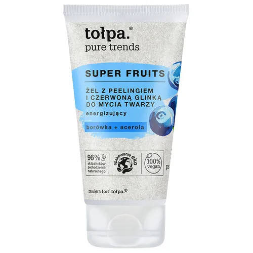 Tołpa Pure Trends, Super Fruits, Żel z peelingiem i czerwoną glinką do mycia twarzy