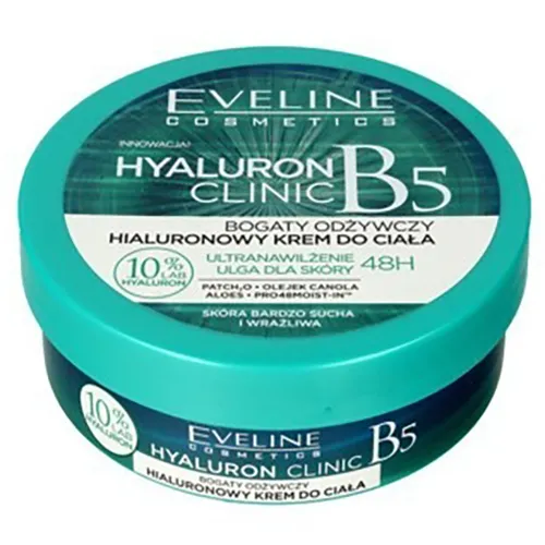 Eveline Cosmetics Hyaluron Clinic B5, Bogaty odżywczy hialuronowy krem do ciała 48h