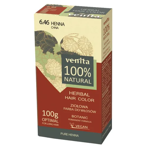 Venita 100% Natural, Ziołowa farba do włosów (odcienie rudości)