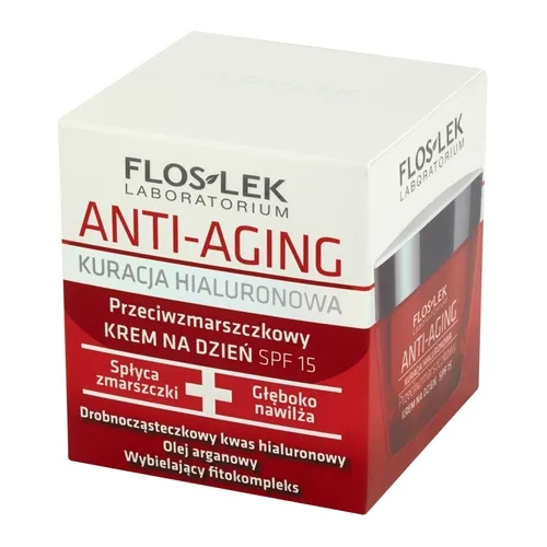 Floslek Anti - Aging Kuracja Hialuronowa, Przeciwzmarszczkowy krem na dzień SPF 15