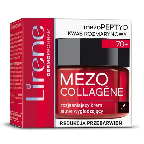 Lirene Dermoprogram Mezo Collagene, Rozjaśniający krem silnie wygładzający na noc 70+ - 1