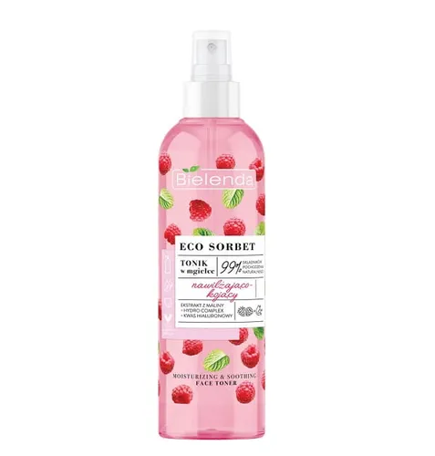Bielenda Eco Sorbet, Nawilżająco-kojący tonik w mgiełce `Malina`