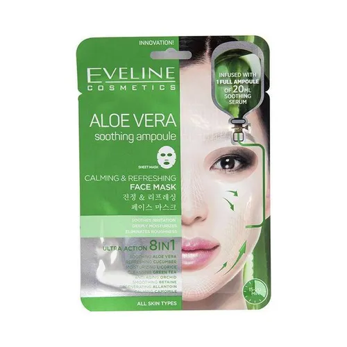 Eveline Cosmetics Aloe Vera Shooting Ampoule, Sheet Mask (Aloesowa ampułka kojąca 8 w 1) - 1