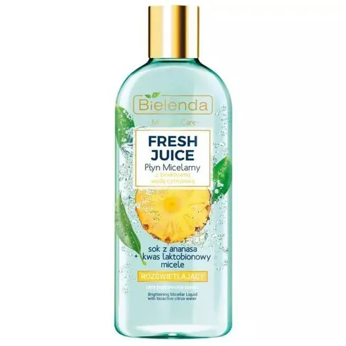 Bielenda Fresh Juice, Rozświetlający płyn micelarny z bioaktywną wodą cytrusową `Sok z ananasa + kwas laktobionowy i micele` - 1