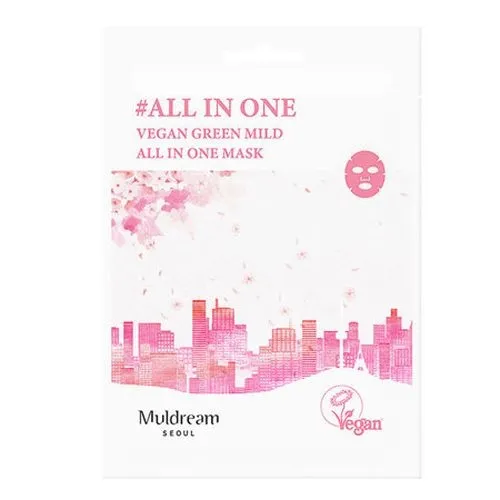 Muldream Vegan Green Mild - All In One Mask (Antyoksydacyjna maska w płachcie z wąkrotą azjatycką)