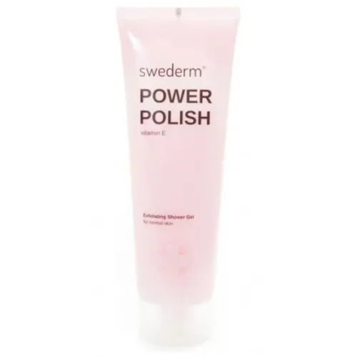 Swederm Power Polish (Złuszczający żel pod prysznic z kwasem glikolowym (AHA), witaminą E, B5, papainą i ekologicznymi peelingującymi ziarnami)