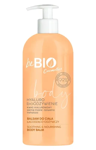 beBIO Hyaluro bioOdżywienie, Naturalny balsam do ciała z kwasem hialuronowym, trehalozą i bawełną