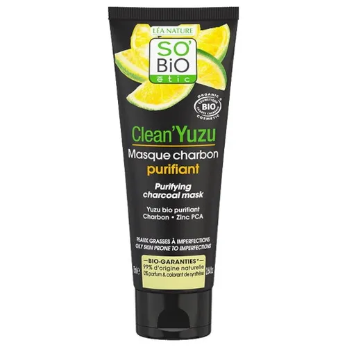 SO'BiO Etic Clean'Yuzu, Masque Charbon Purifiant (Maska do twarzy z węglem aktywnym)