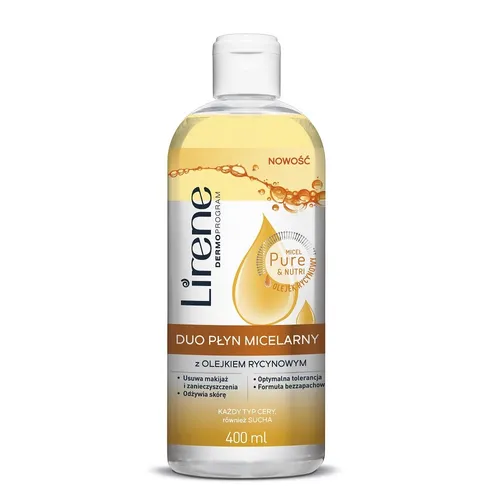 Lirene Dermoprogram Micel Pure & Nutri, Duo płyn micelarny z olejkiem rycynowym  każdy typ cery - 1