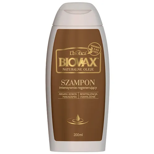 L'biotica Biovax Naturalne Oleje, Argan, makadamia i kokos, Intensywnie regenerujący szampon - 1