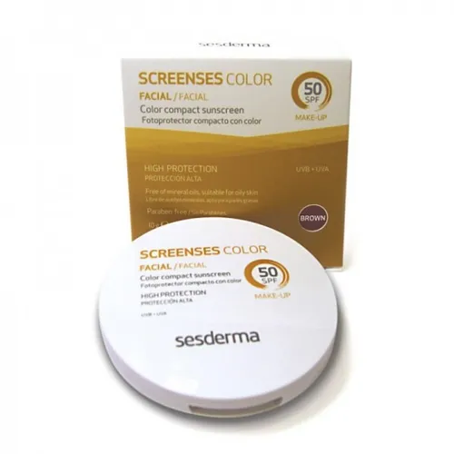 Sesderma Screenses, Color Compact Brown SPF 50 (Kompakt - bloker koloryzująco - ochronny)