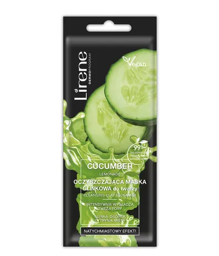 Lirene Dermoprogram Cucumber Lemonade, Oczyszczająca maska glinkowa do twarzy