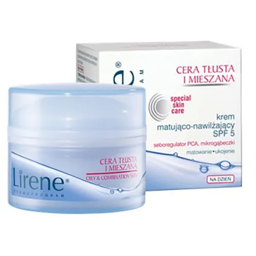 Lirene Dermoprogram Cera tłusta i mieszana, Krem matująco - nawilżający SPF 5